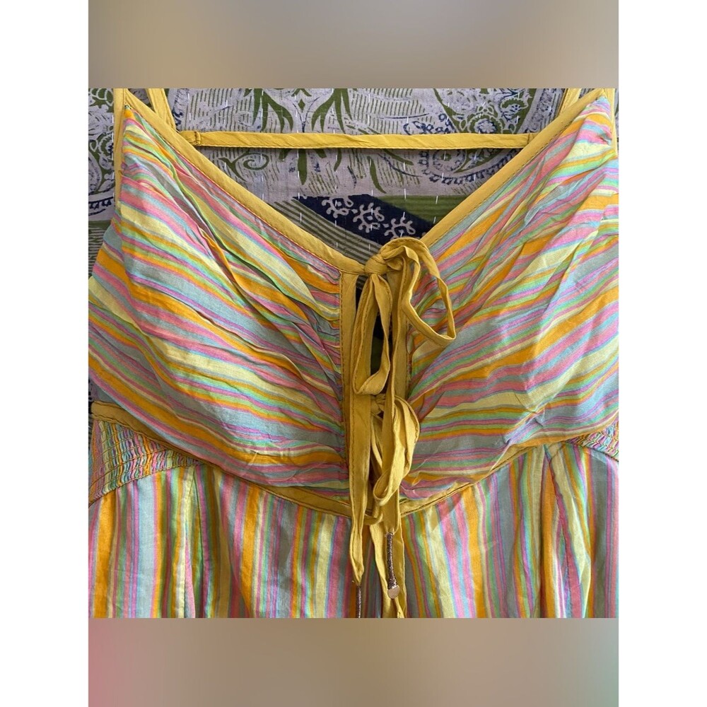 Free People Citrus Combo Poplin Dream Weaver Boho Maxi Dress Size Extra Large - Picture 8 of 16